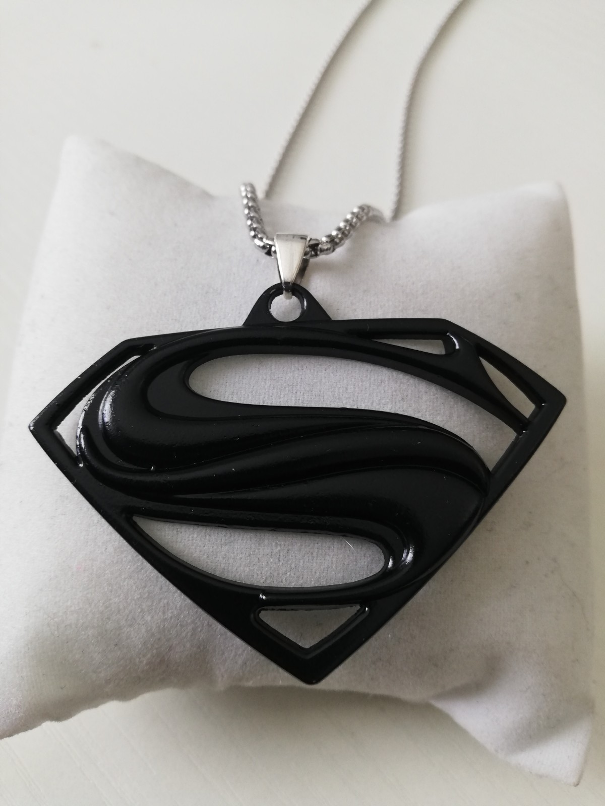 Superhero Superman Pendant 316L Stainless Steel Box Chain New.