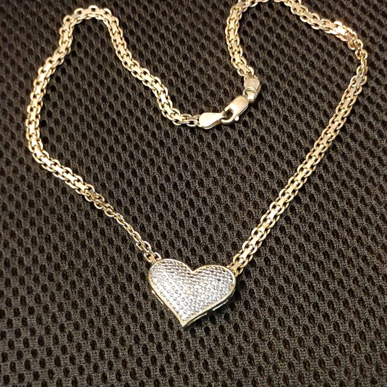 925 FAS Italy Gold Tone Sterling Silver Heart Pendant Necklace