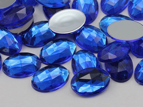 18x13mm Assorted Colors Flat Back Acrylic Oval Gems – 100 Pieces