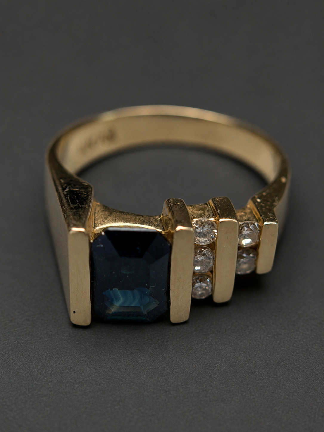 Women’s Effy 14K Yellow Gold Blue Sapphire & Diamond Ring Size 7