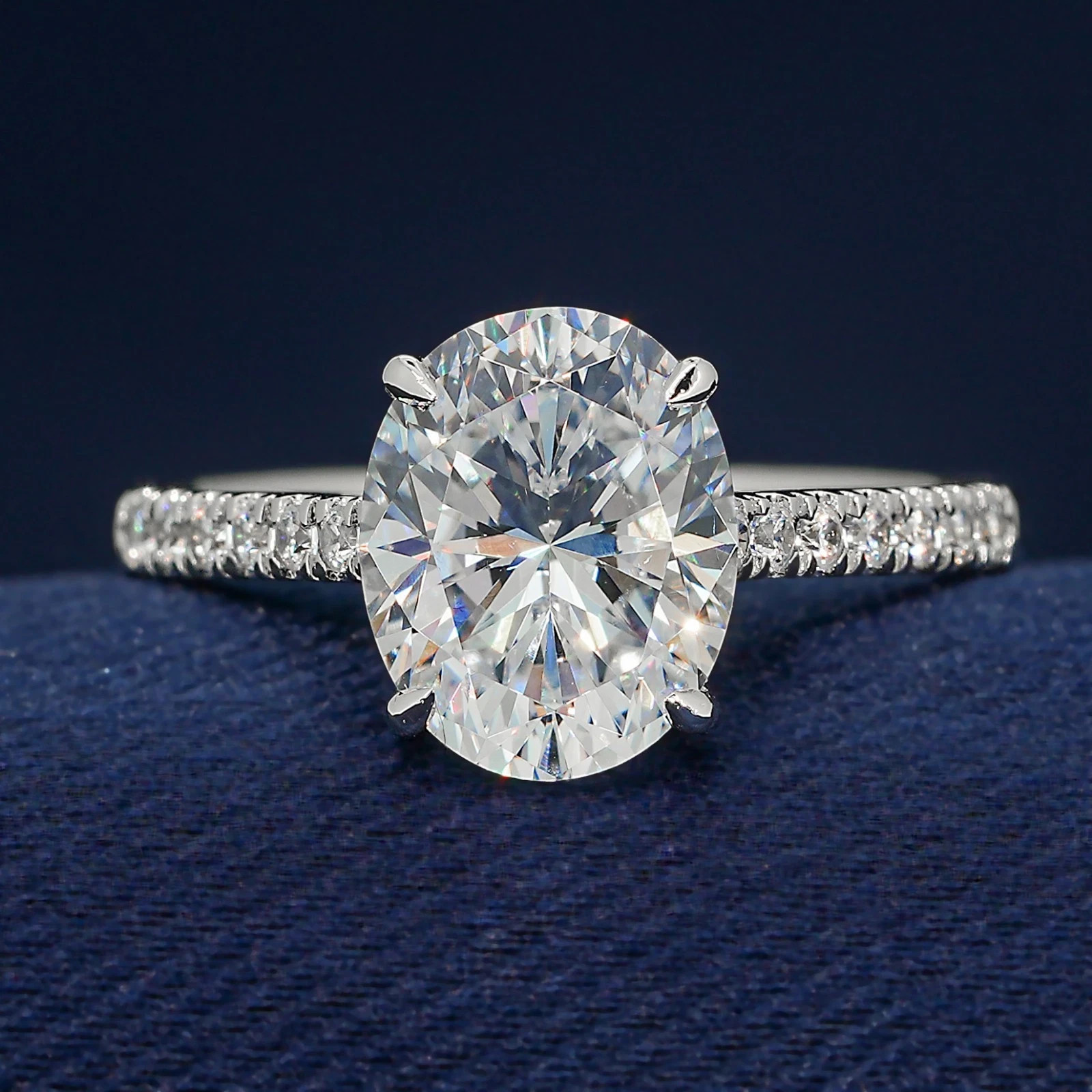 3.25 Ct IGI Oval F-VS1 Lab Grown Diamond Engagement Promise Ring 14K White Gold