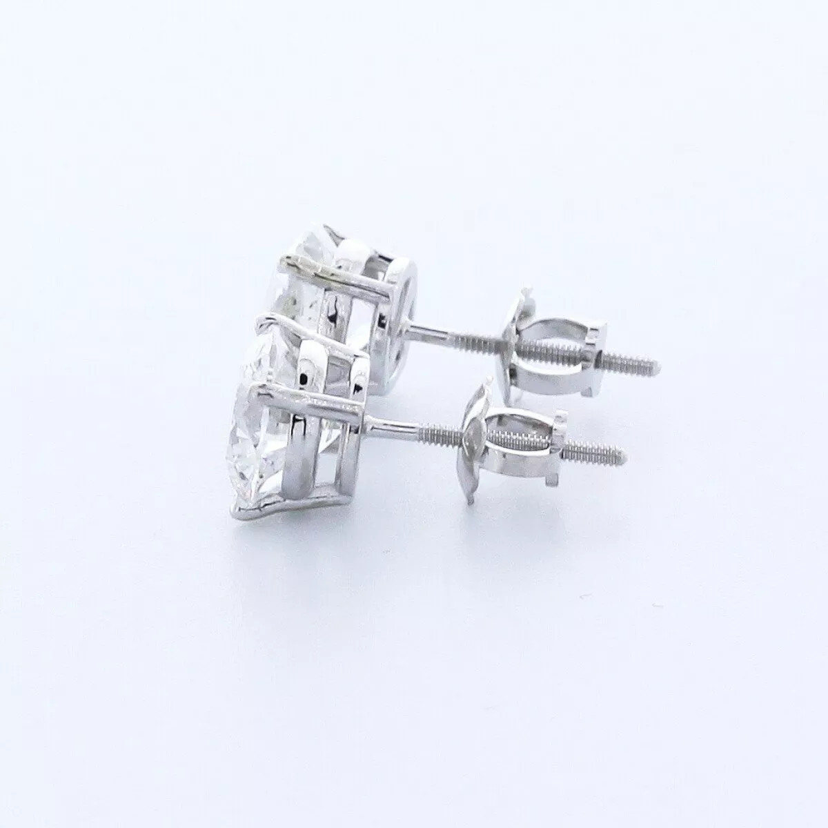 Stud Earrings Solid 14K White Gold Classic 1.01 CT Round Natural Diamond F SI1
