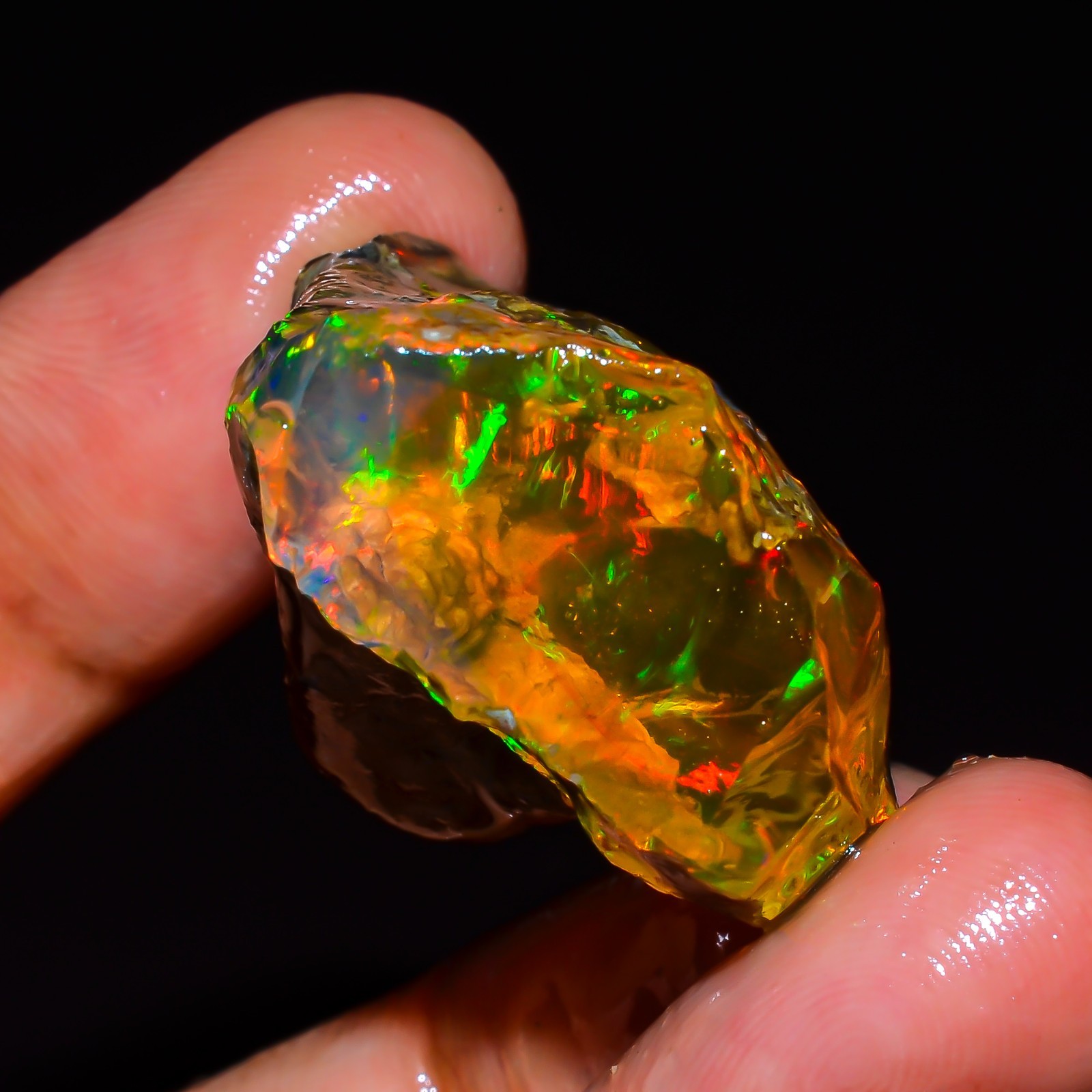 Ethiopian Opal Rough Gemstone Fire Opal Loose Gemstone Raw 29X26X18mm 46Ct