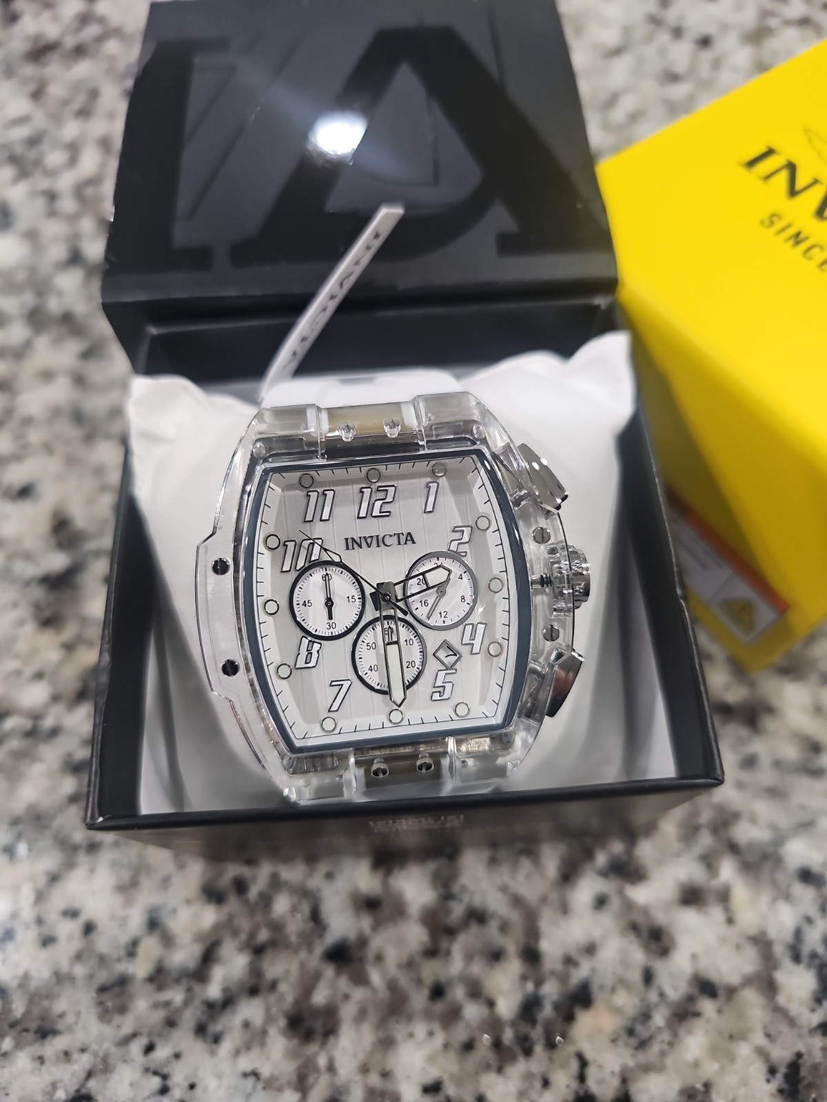 Retail $349.00 Invicta S1 Rally Crystal Chronograph Men’s 47mm Clear Case White