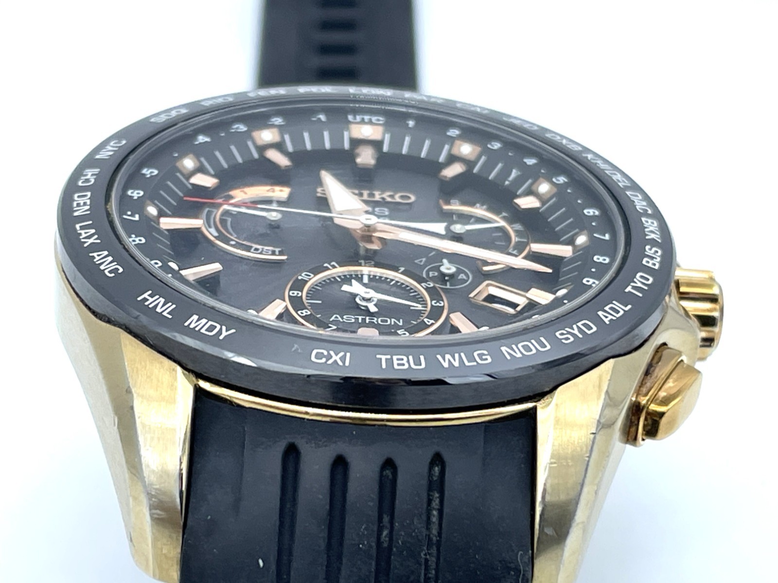 SEIKO ASTRON GPS Radio Wave Solar Men’s Watch Gold case 8X53-0AC0-2 Good coditio
