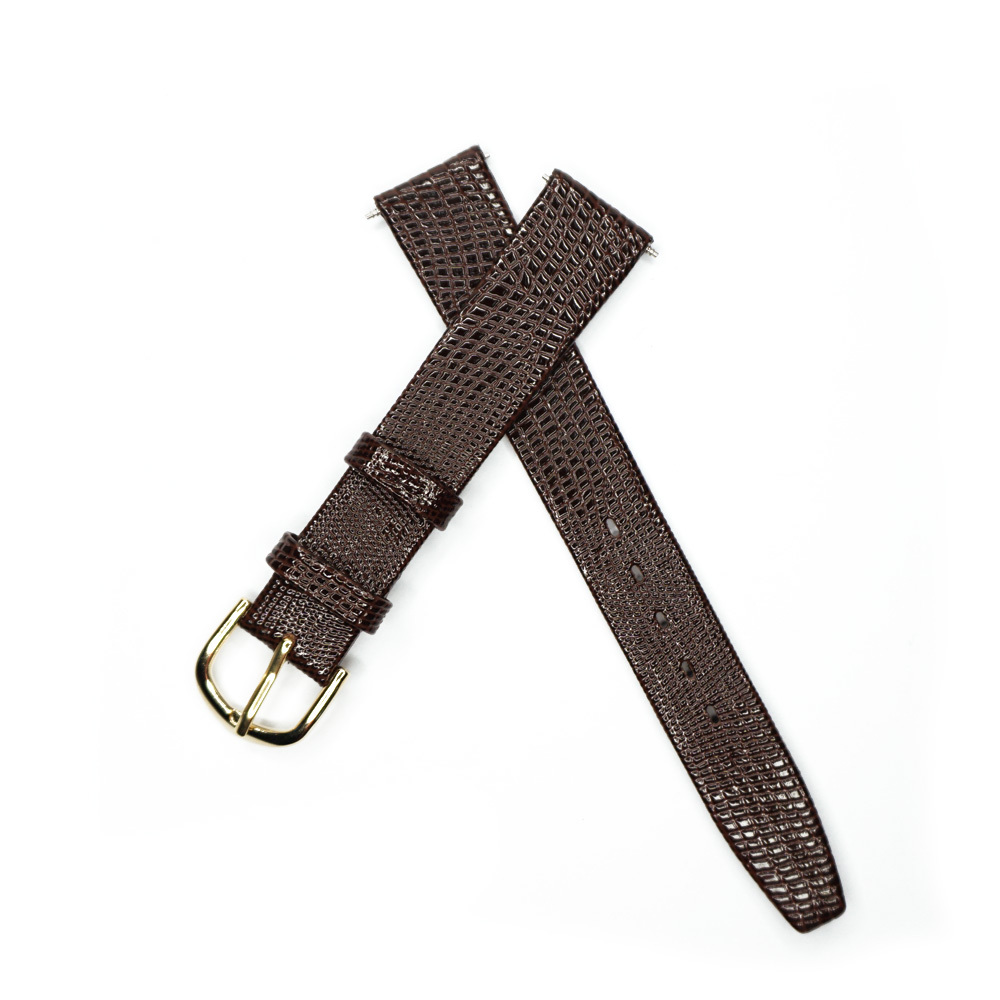 12 14 16 17 18 19 20 21mm Watch Band Strap Lizard Calf Leather Dark Brown Women