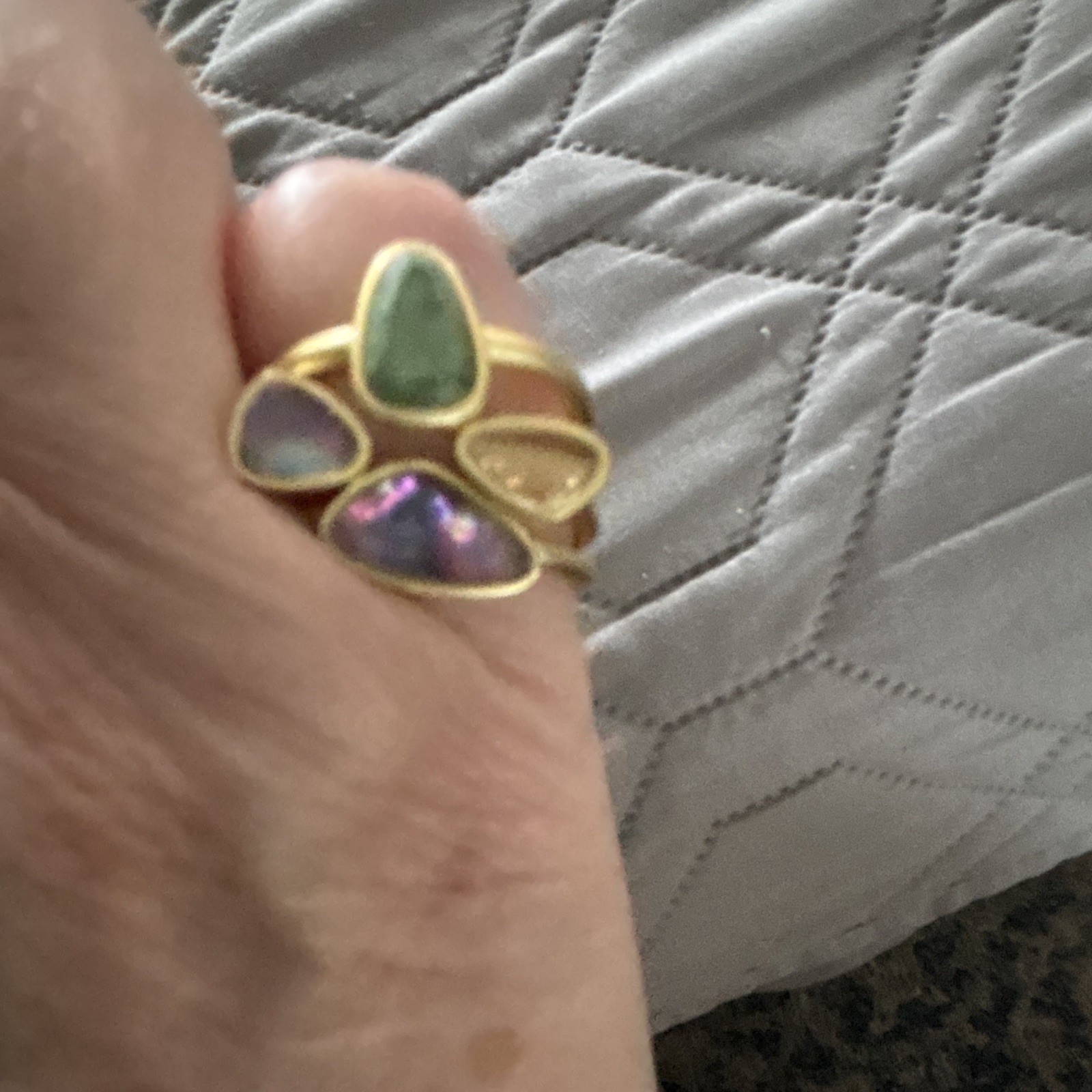 Kendra Scott Gold Tone Multi-Stone Stackable Band Rings Lot of 3 Size 8