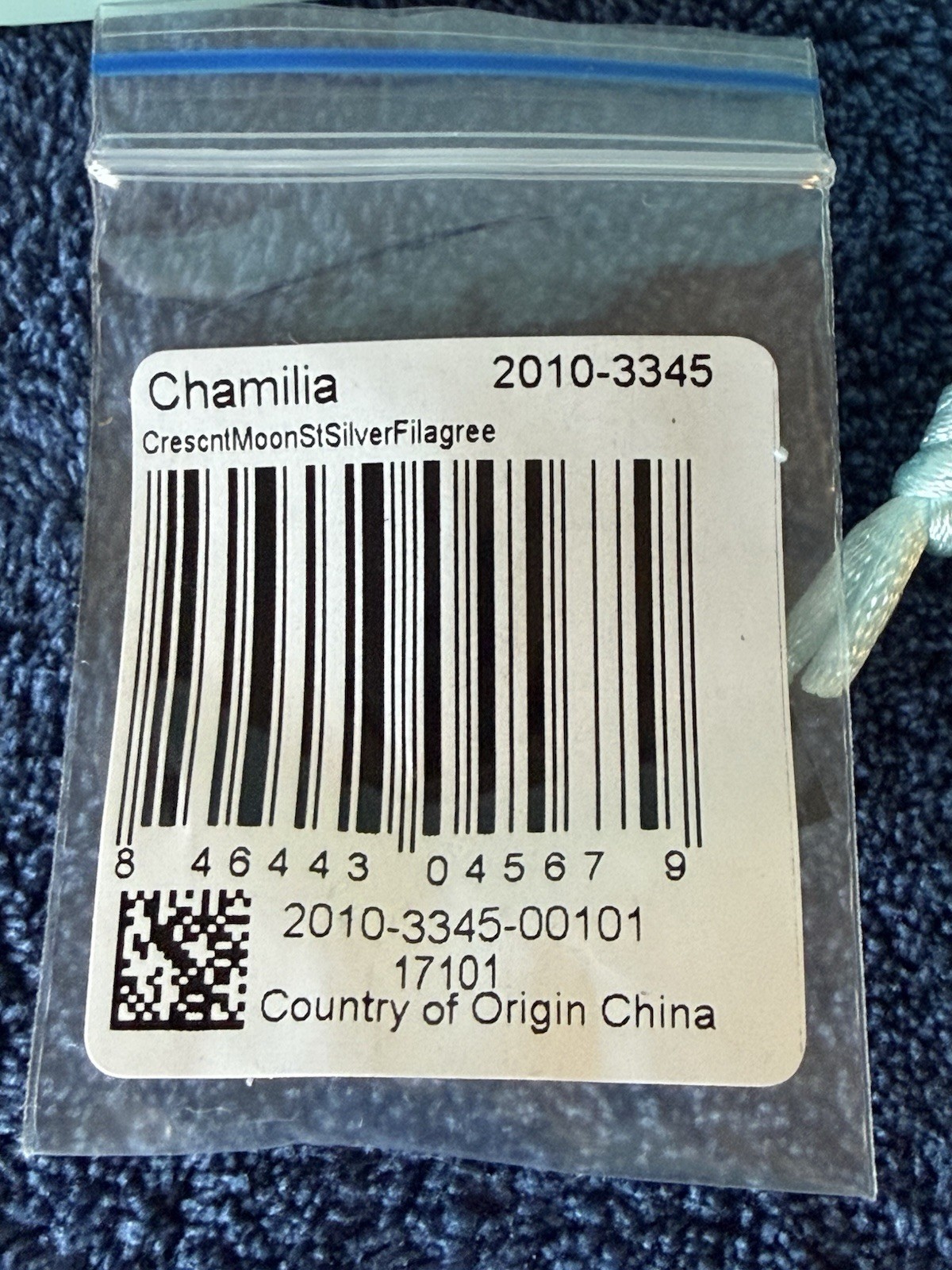 Chamilia Sterling Silver Crescent Moon Charm, Filigree, Auth, NEW