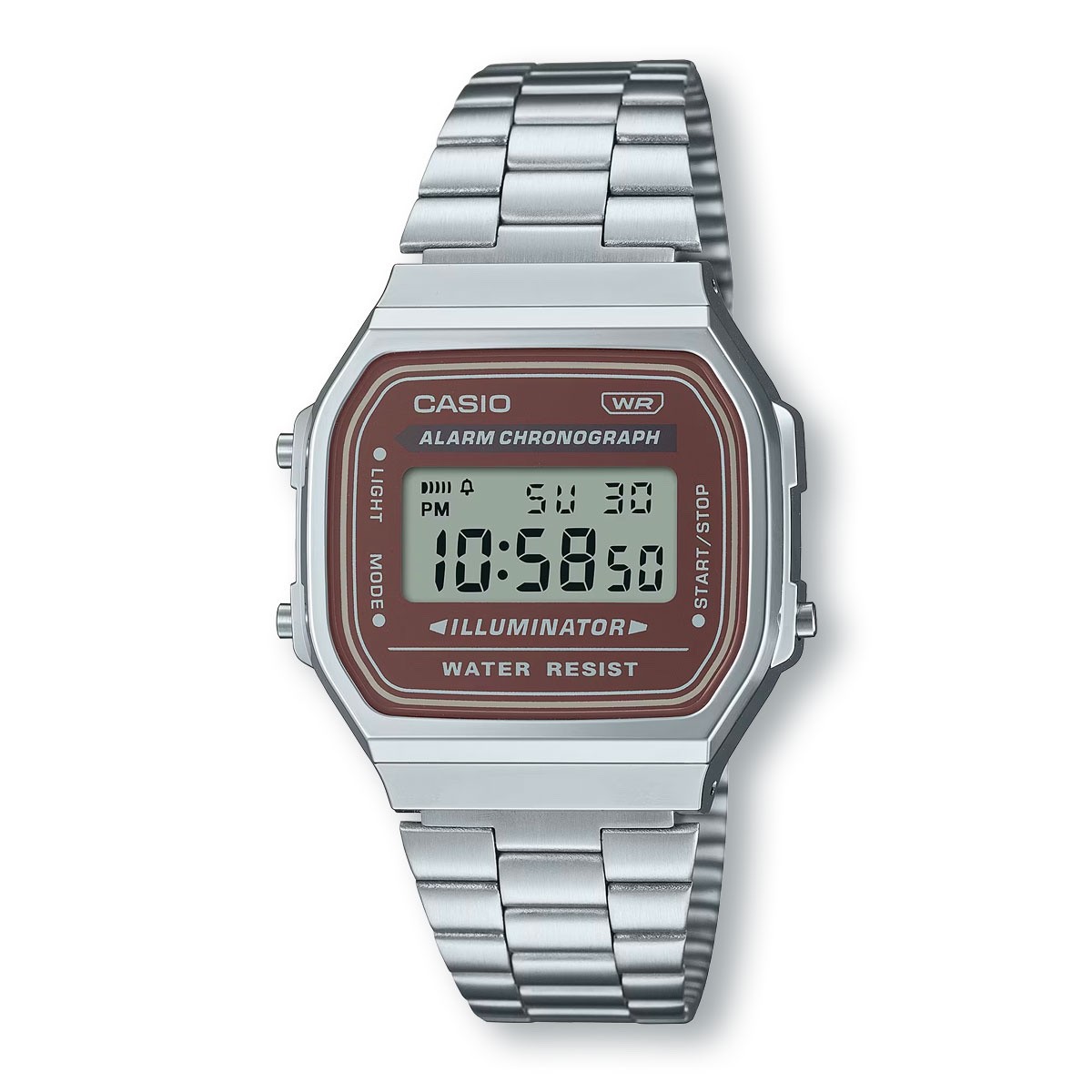 CASIO A168WA-5A Digital Electro Luminescence Watch Brown Dial