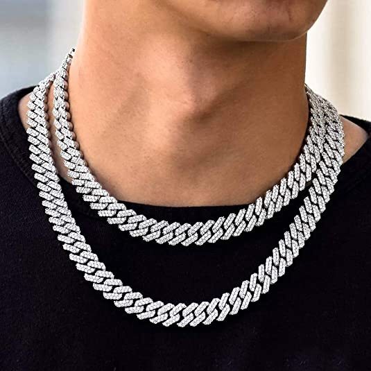 Men’s Heavy Iced CZ Out Miami Cuban Link Chain With Gold Plated Stainless Steel