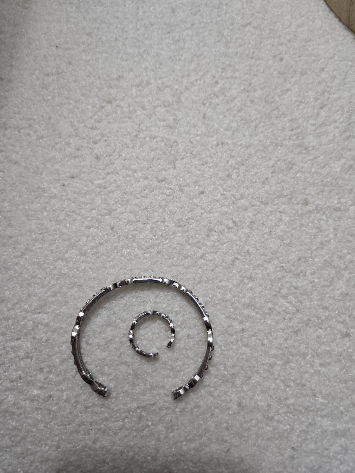 Silver Tone Clear Round Rhinestone Infinity Cuff Bracelet, Love Theme