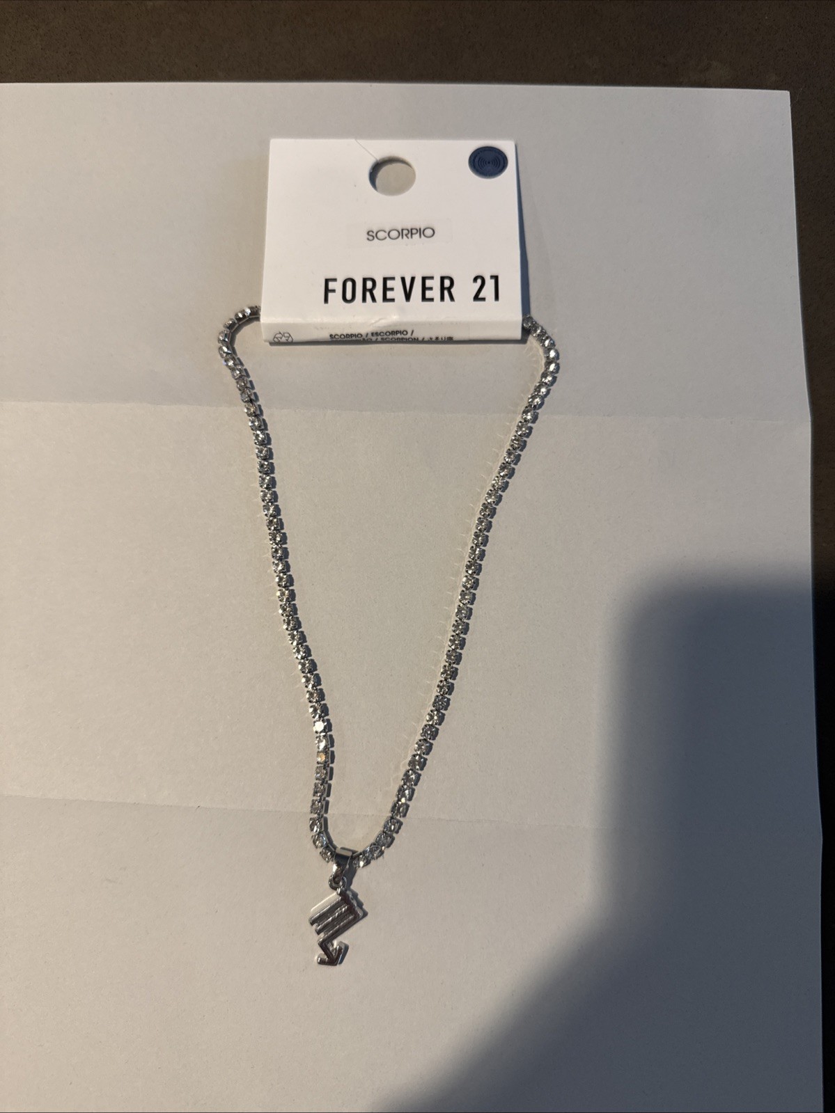 Zodiac sign necklace, silver .