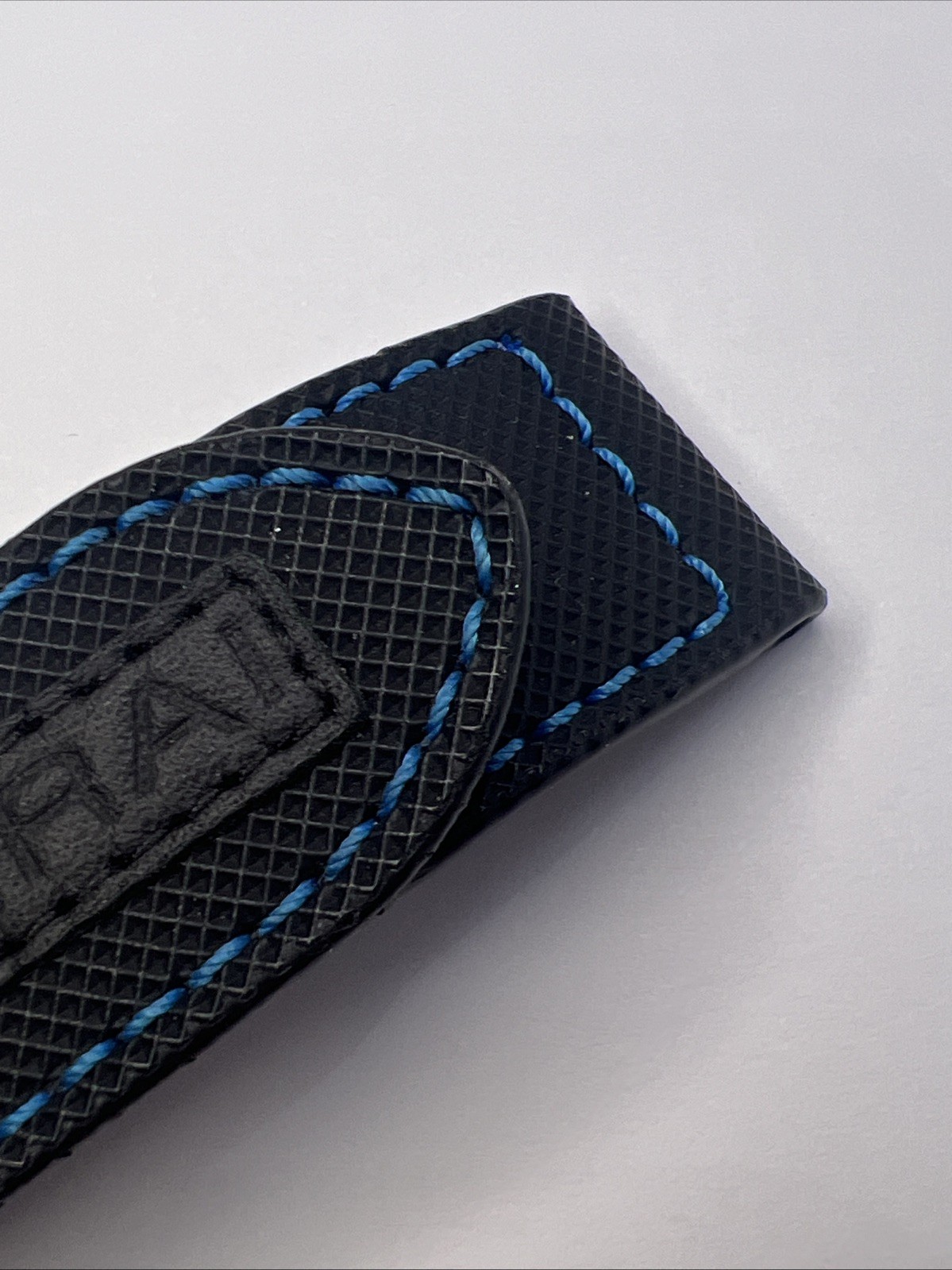 Panerai 22mm Black & Blue Nylon Rubber Diver Watch Strap Band Satin Steel Clasp