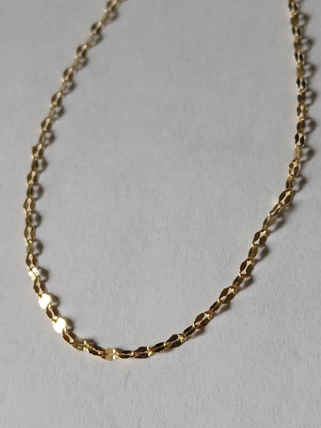 18k Italian Solid Yellow Gold 7″ Mirror Link Chain Bracelet, 1.3mm