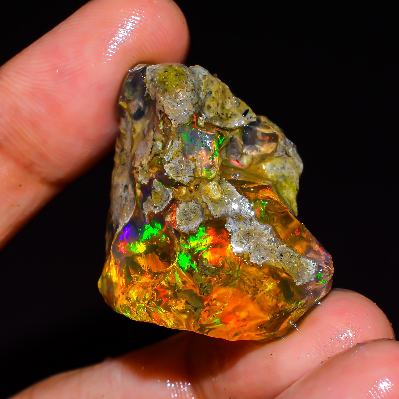 Ethiopian Opal Rough Gemstone Fire Opal Loose Gemstone Raw 29X26X18mm 46Ct