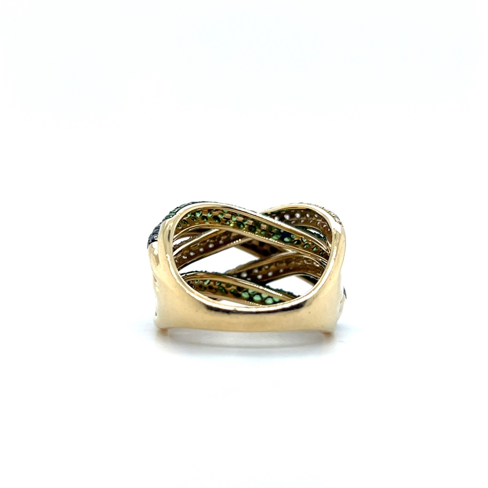Effy Contemporary Diamond Black Diamond Tsavorite Garnet 14k Gold Cocktail Ring