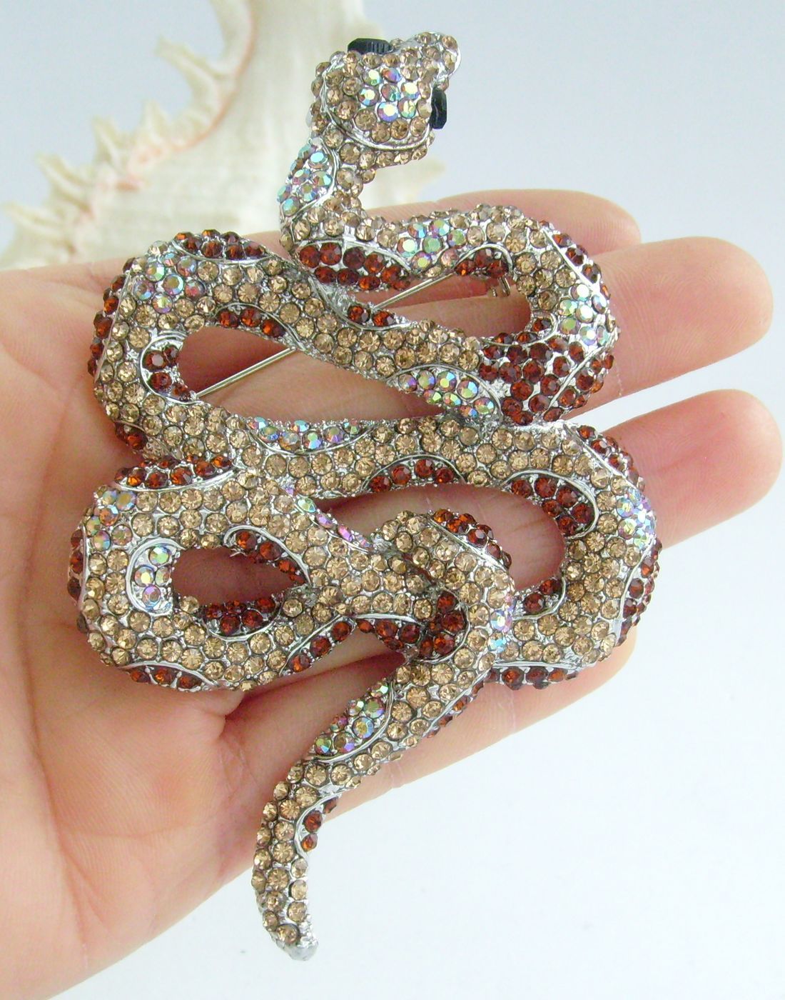 3.94″ Unique Animal Snake Brooch Pin Austrian Crystal Pendant BP05847