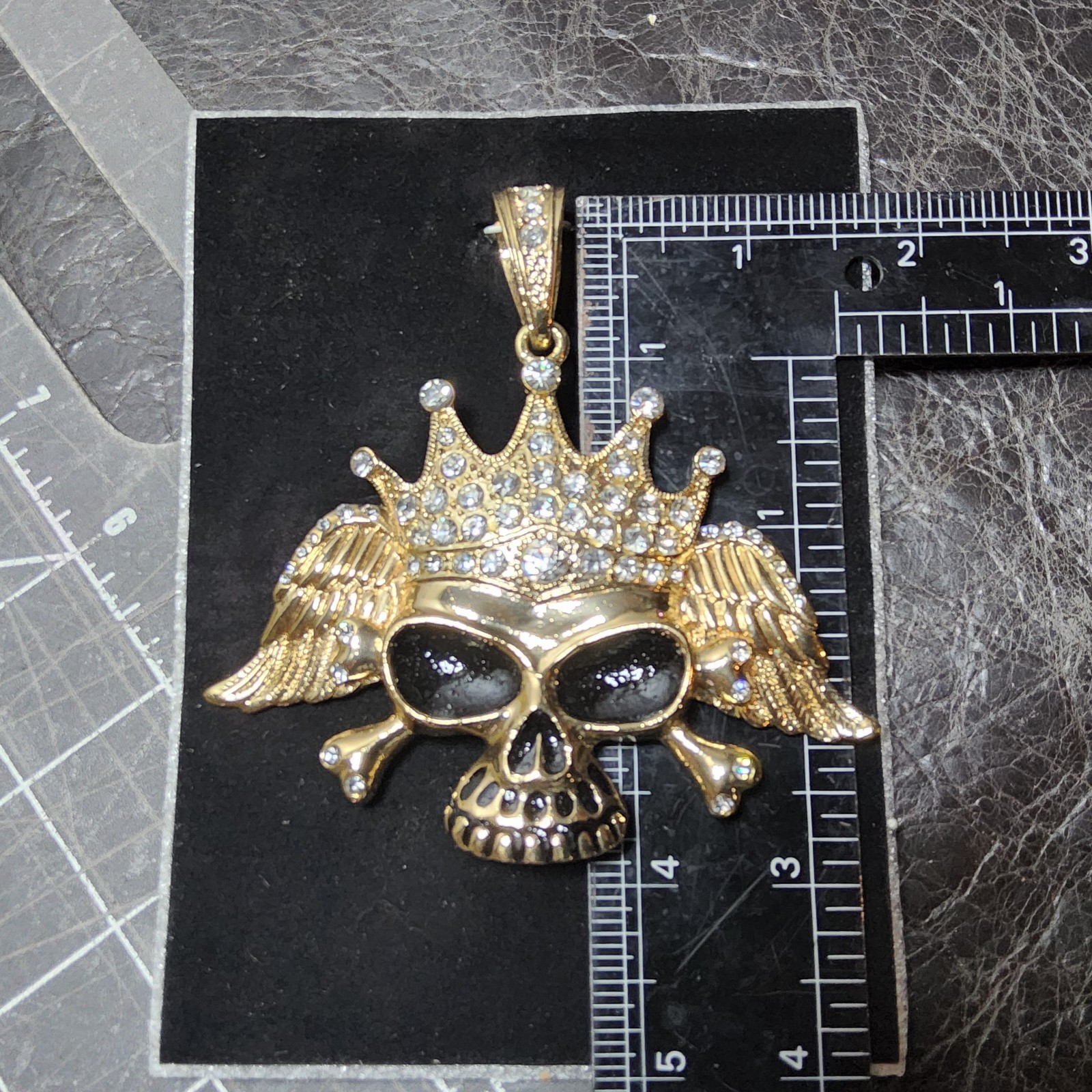 15 Blinged out phat ice plated pendants winged skulls rhinestones caps turntable