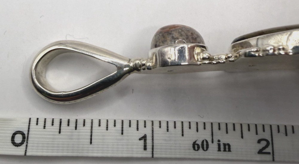 SAJEN Sterling Silver Ammonite Fossil Pendant w/ Fiery Opal Accent [076DUR]