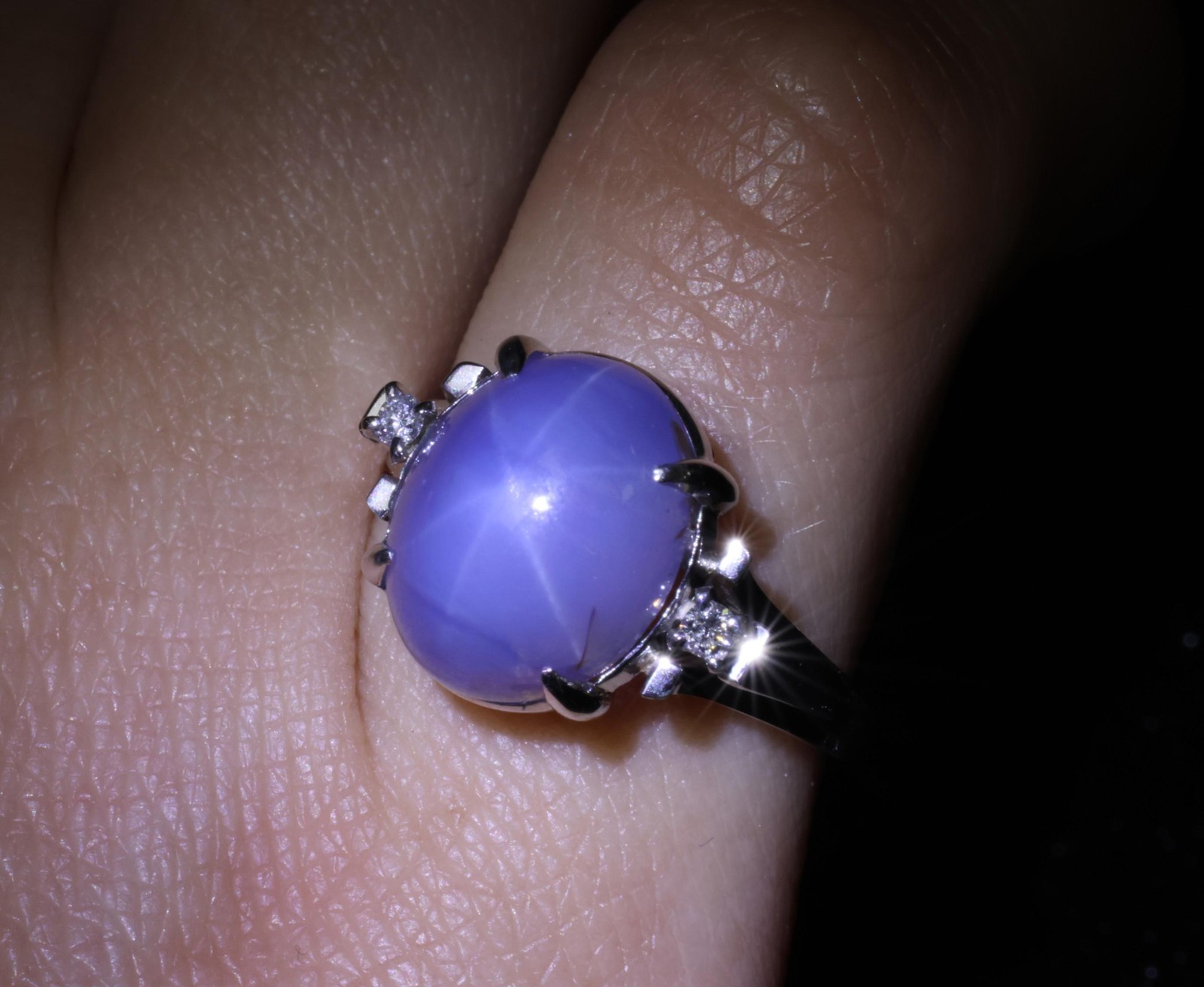 9.14ct GIA Ceylon No Heat Star Sapphire & 0.02ct Diamond Platinum Ring, Size 5.5