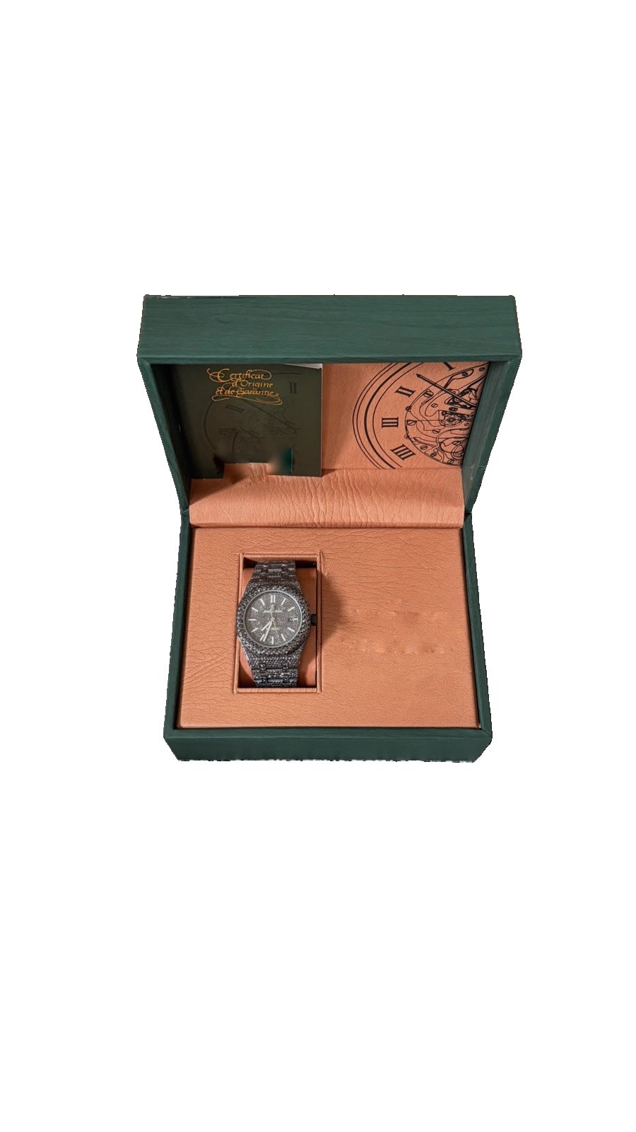 Black Moissanite Automatic Movement Fully Iced Out