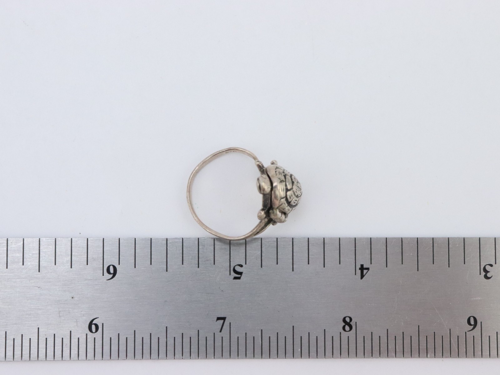 Vintage 925 Sterling Silver Turtle Poison Pill Hidden Locket Box Ring Sz6.25