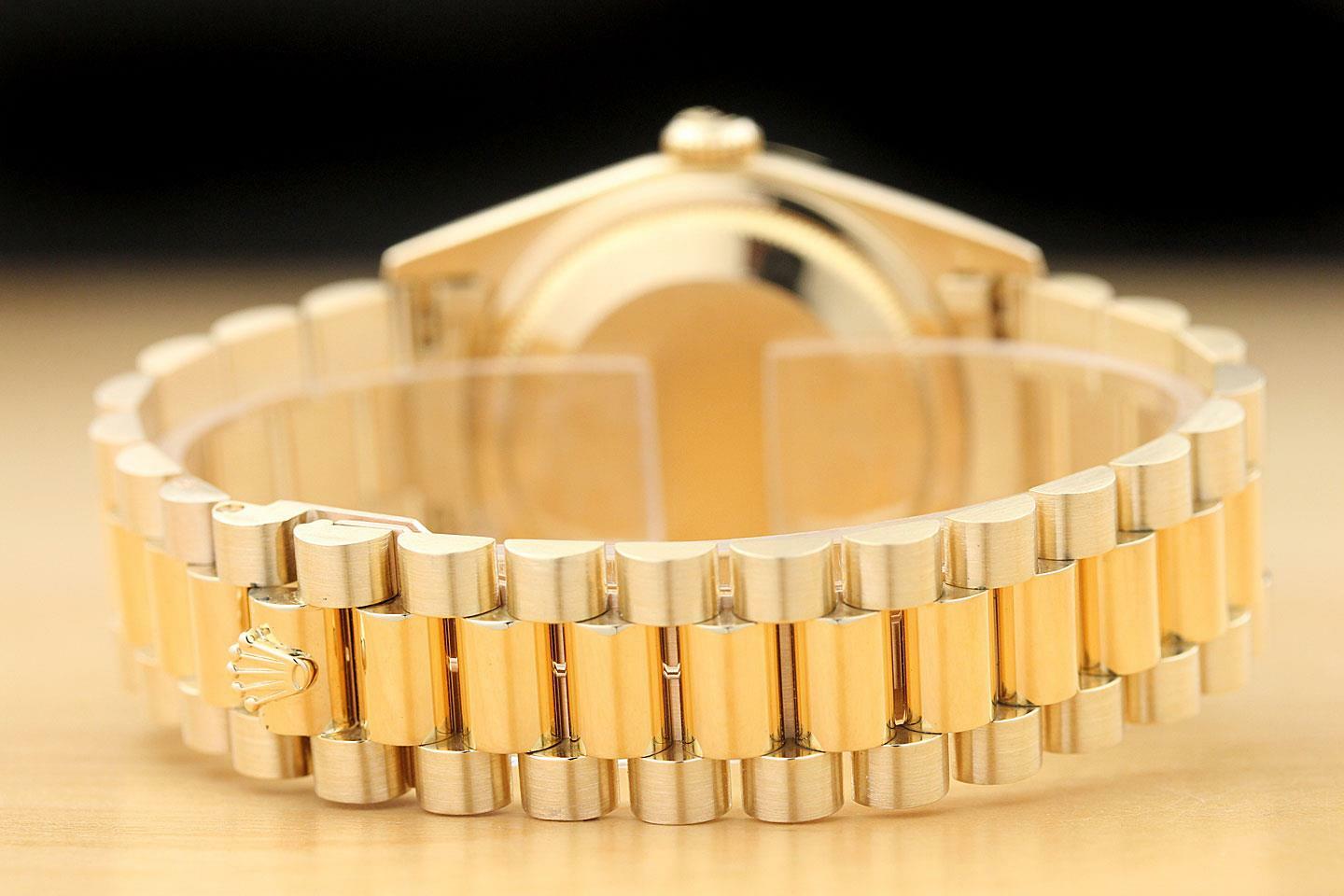 ROLEX MENS PRESIDENT DAY-DATE BLUE DIAL 18K YELLOW GOLD DOUBLE QUICKSET WATCH