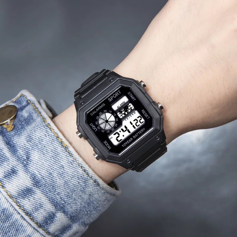 LED Digital Sport Watch Stopwatch Date Military Life Waterproof Mens Watch UK