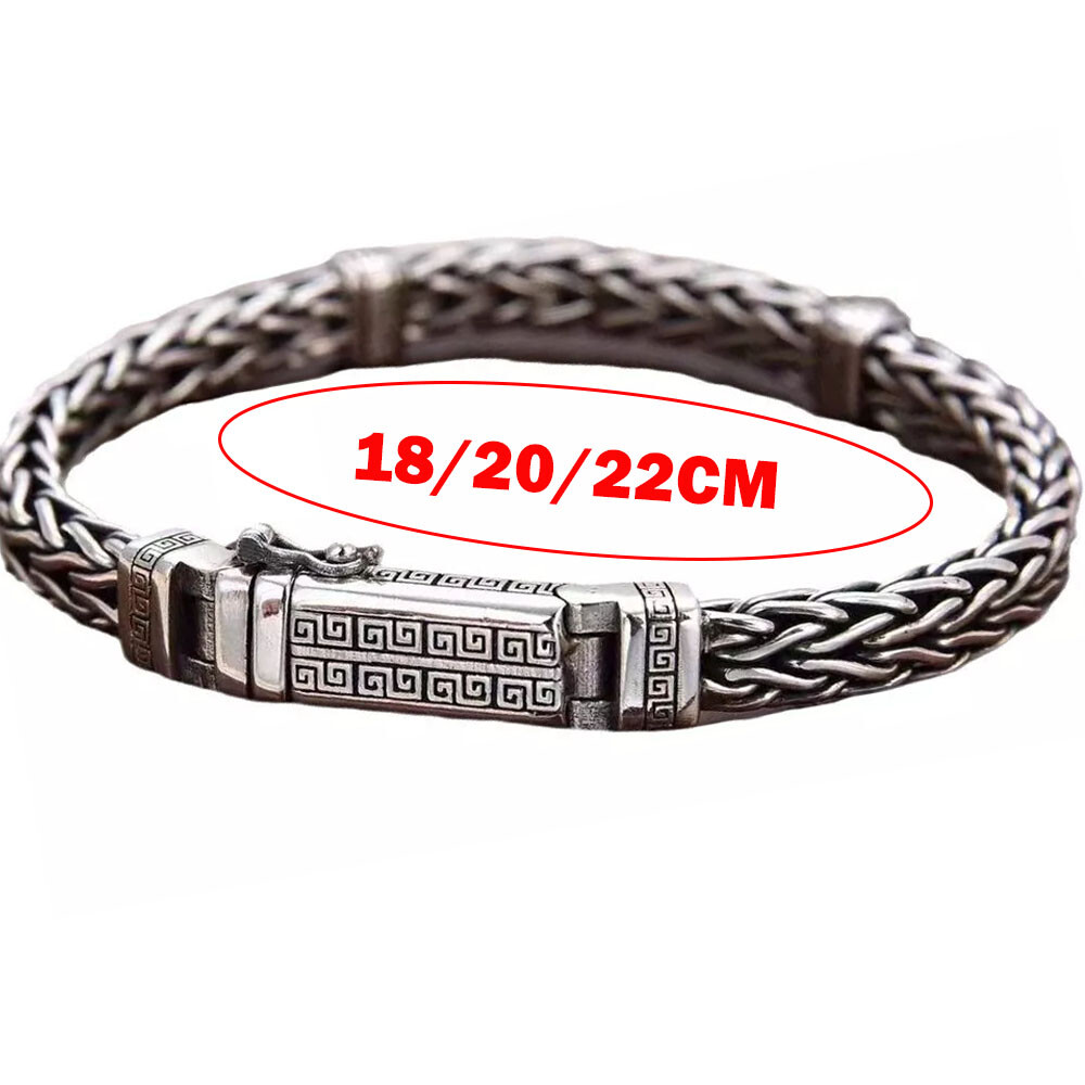 18/20/22cm Silver Plated Bangle Bracelet Chain Popular Vintage Jewelry Mens HOT