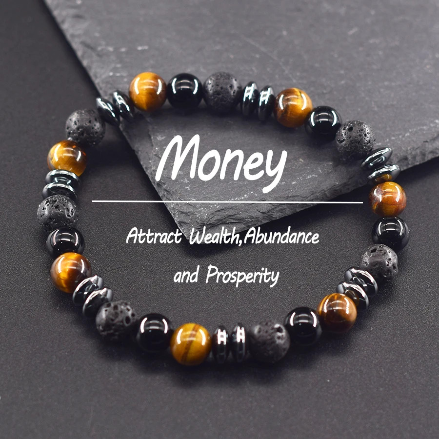 Energetic Balance Spiritual Protection Natural Volcanic Stone Labradorite Beads