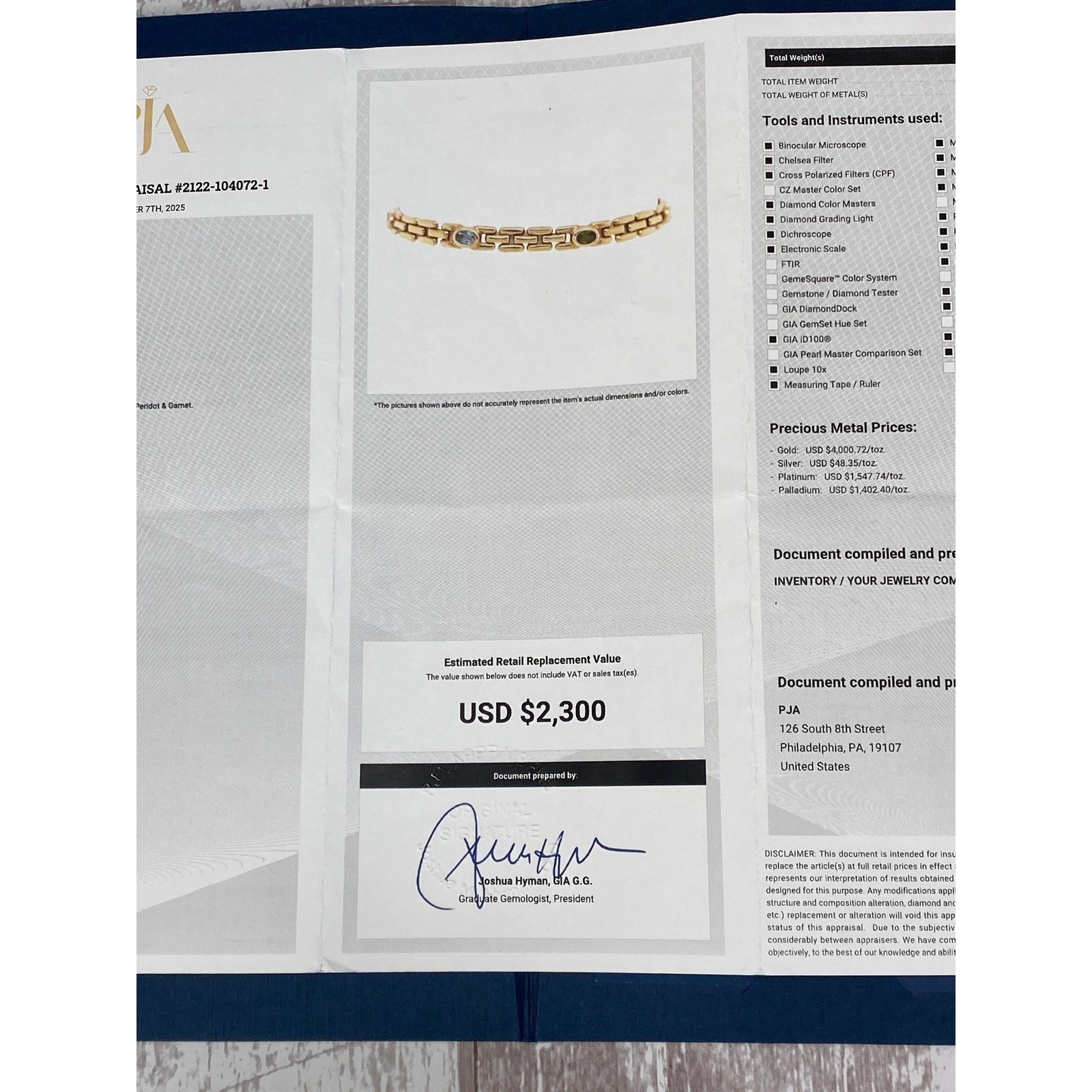 Estate 14k Yellow Gold Panther Link Multi Gemstone Rainbow Bracelet 7.25in