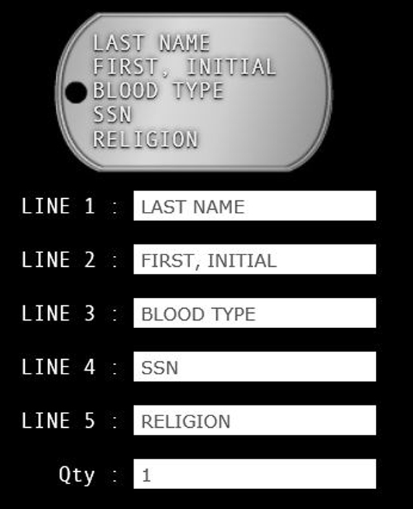 MILITARY DOG TAGS STAINLESS STEEL GENUINE STAMPED EMBOSSED