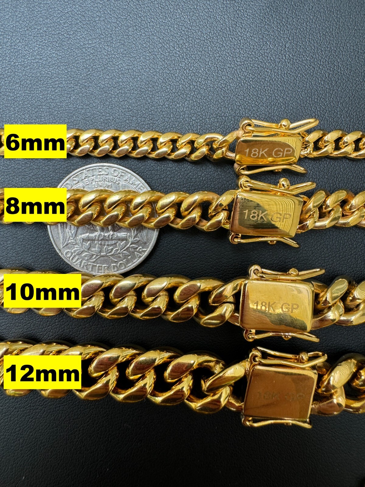 Miami Cuban Link Chain Necklace Bracelet 18k Gold Plated Stainless Steel 6-18mm