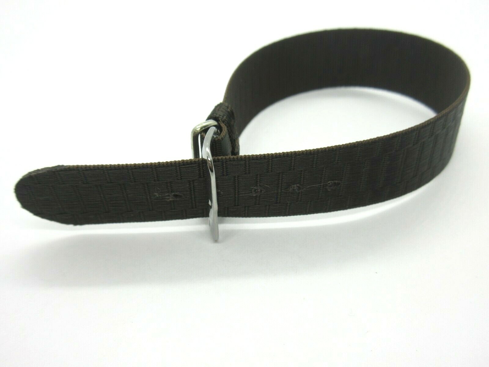 Dark Brown Woven Nylon One Piece 18mm Watch Strap Silver Buckle
