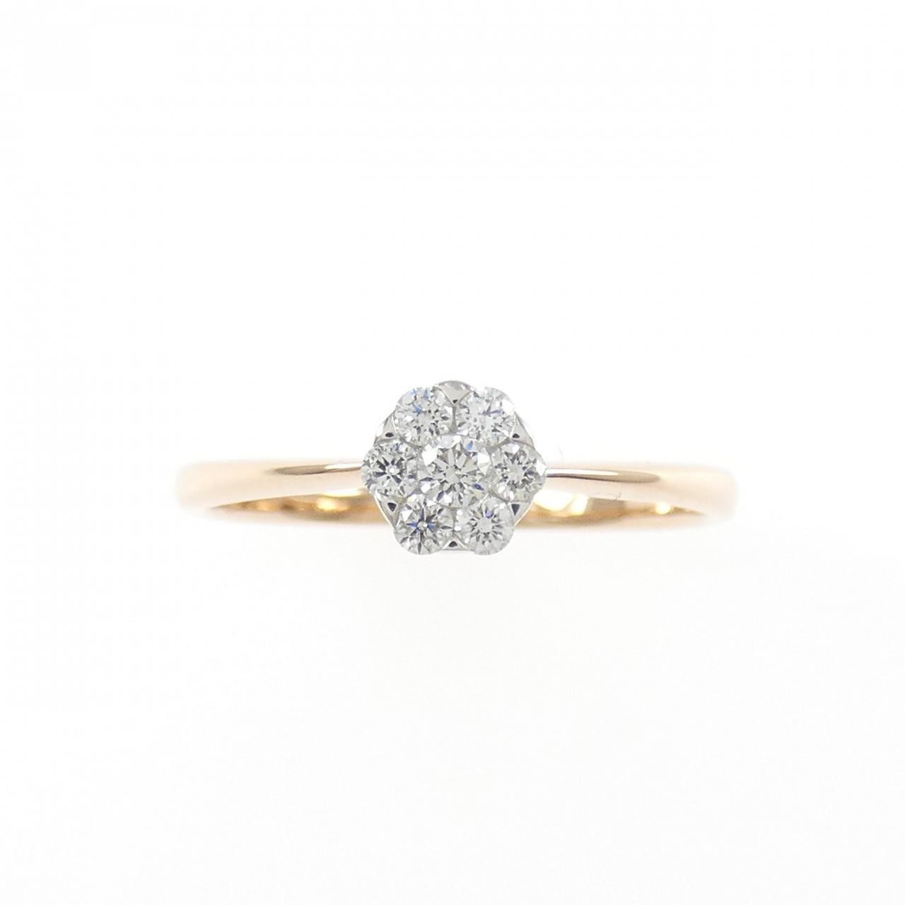 Authentic K18PG/K18WG Flower Diamond Ring 0.15CT #230-000-429-4954