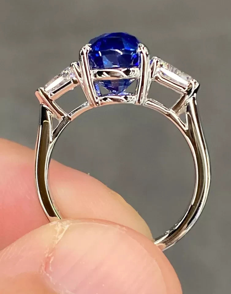 RARE 5.00 Ct Certified Oval Shape Natural Blue Diamond Ring White Gold Finish