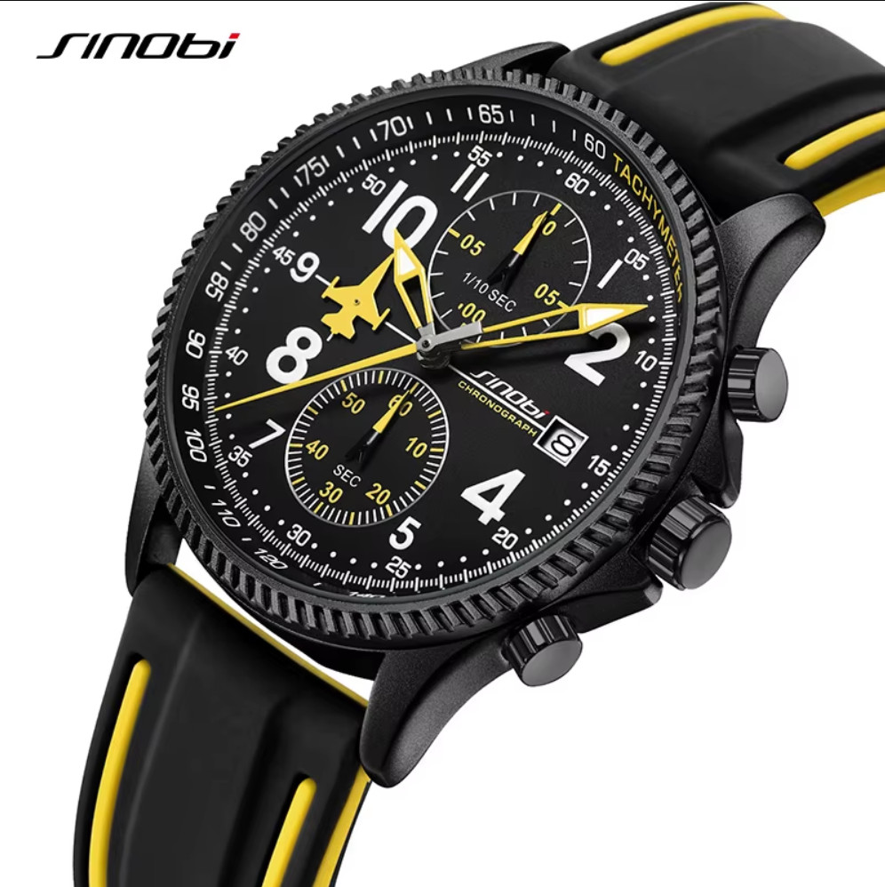 SINOBI Retro Design Airplane Chronograph Quartz Date Men’s Watch