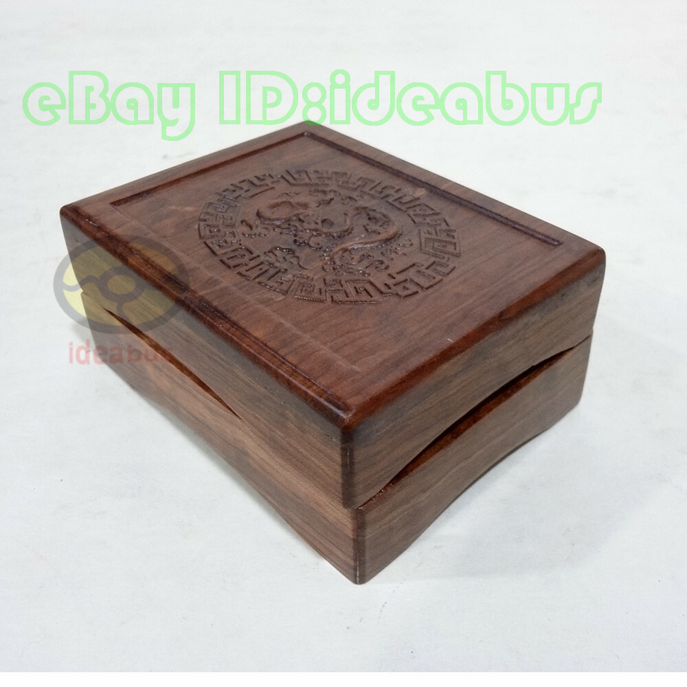 Rosewood with Engraved Chinese Dragon Jewelry Pendant Gift Box(4.5″x3.5″x2″)