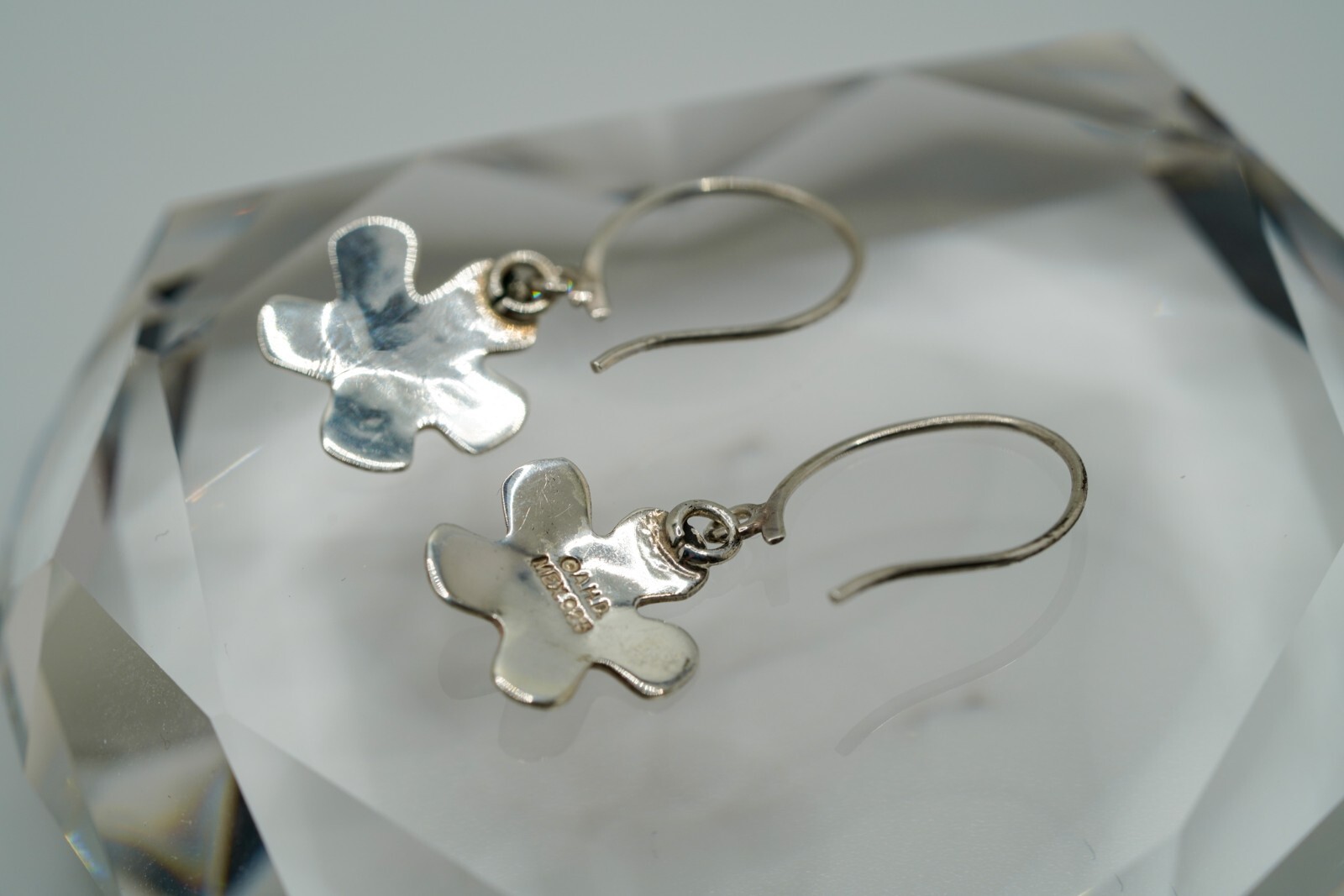 Vintage Sterling Silver Southwestern Flower Handmade Dangle Earrings 3.6cm JB24