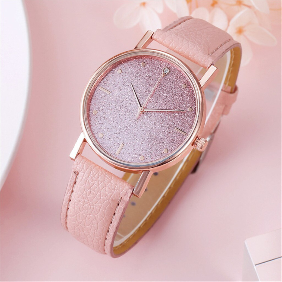 Ladies Sparkle Pink Wrist Watches – Women Quartz Analogue Casual Watch