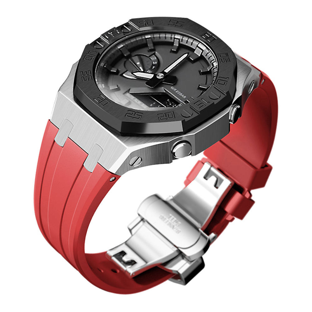 Premium Stainless Steel Case + Silicone Strap AP Mod Kit Set for G-Shock GA-2100