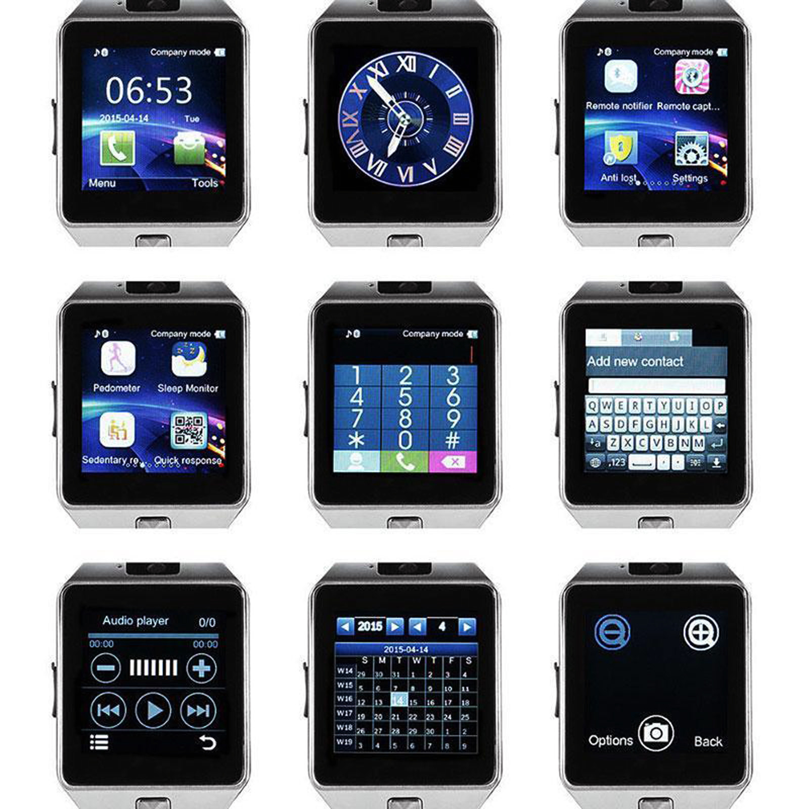 Touch Screen Bluetooth Smart Wrist Watch Phone SIM Card Slot Music Fitness Track