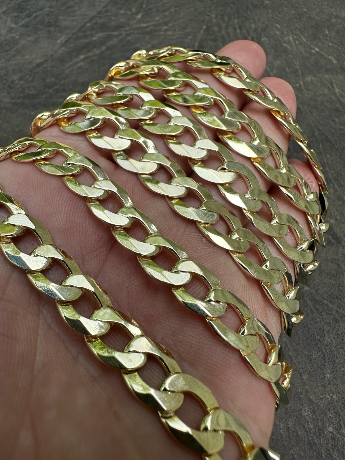 Flat Curb Cuban Link Chain Necklace Real 14k Gold Plated 925 Silver Box Clasp