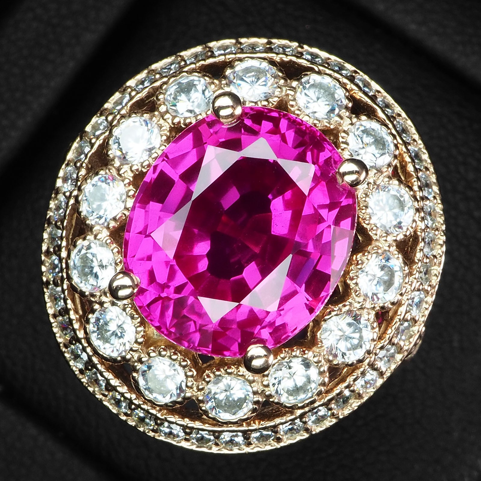 Opulent Magenta Pink Tourmaline Oval 9.05Ct 925 Sterling Silver Rose Gold Rings
