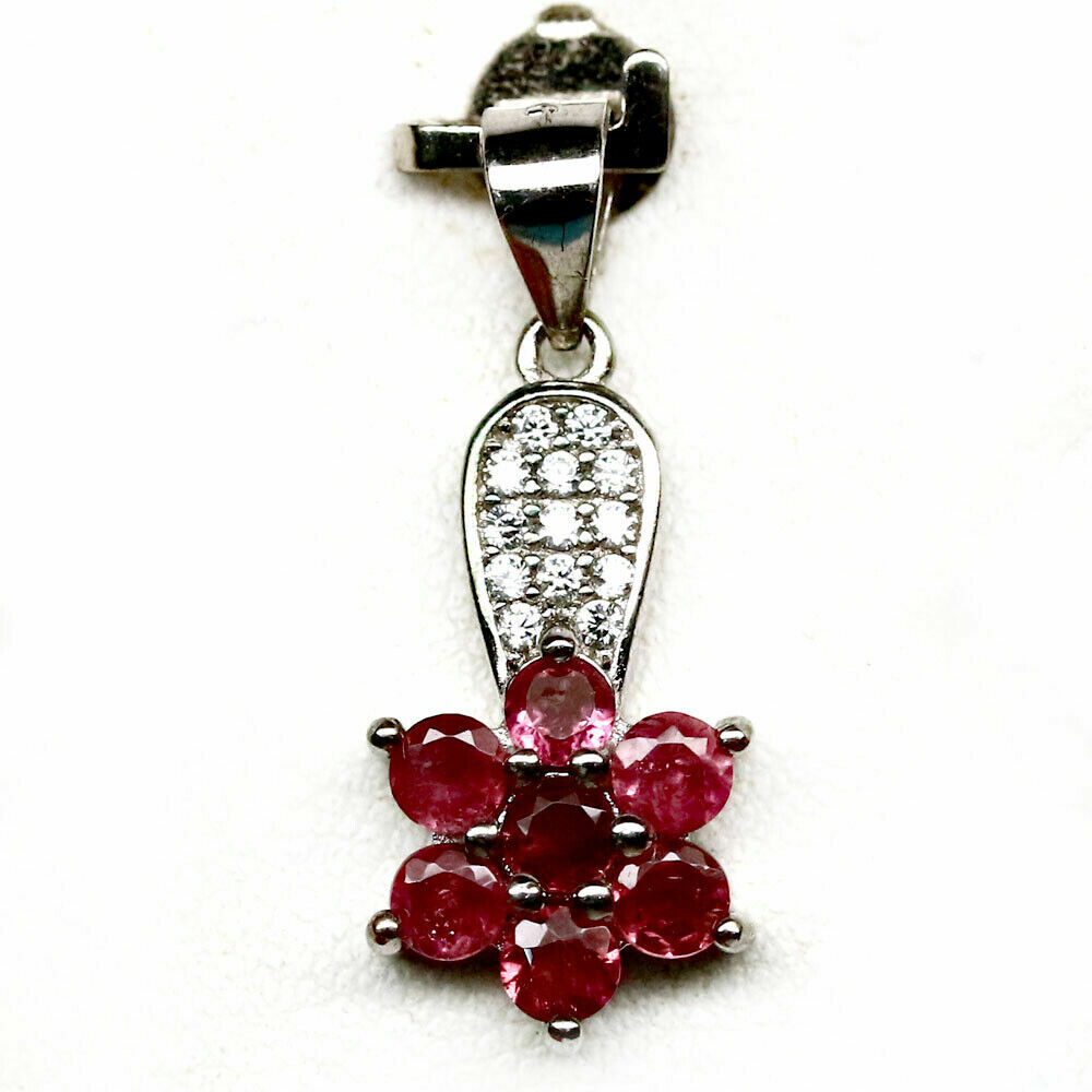 SHOLA Echt Natürliche Rubellith (Pink Turmalin) Anhänger Sterlingsilber N203