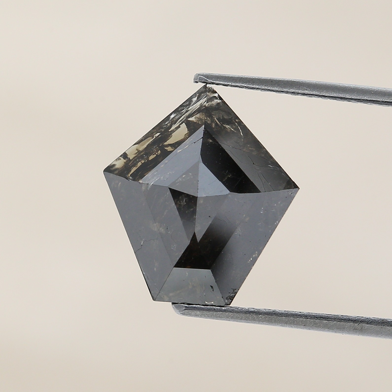 Natural Diamond 2.23ct Pentagon Shape Step Cut Brownish Black