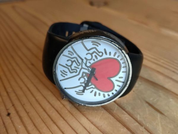 Keith Haring o.d.m DD134-11 Analog Watch Rubber Belt Black USED from JAPAN