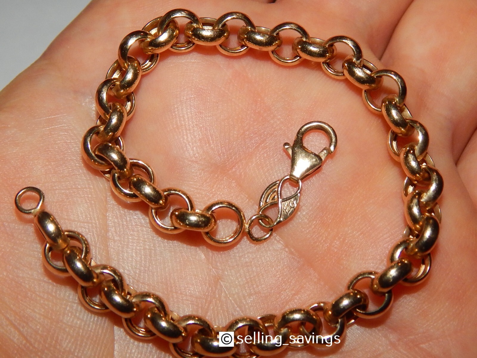 14K YELLOW GOLD ITALIAN ETERNAGOLD 7MM WIDE ROLO LINK BRACELET 8 INCH – 8.5 GRAM