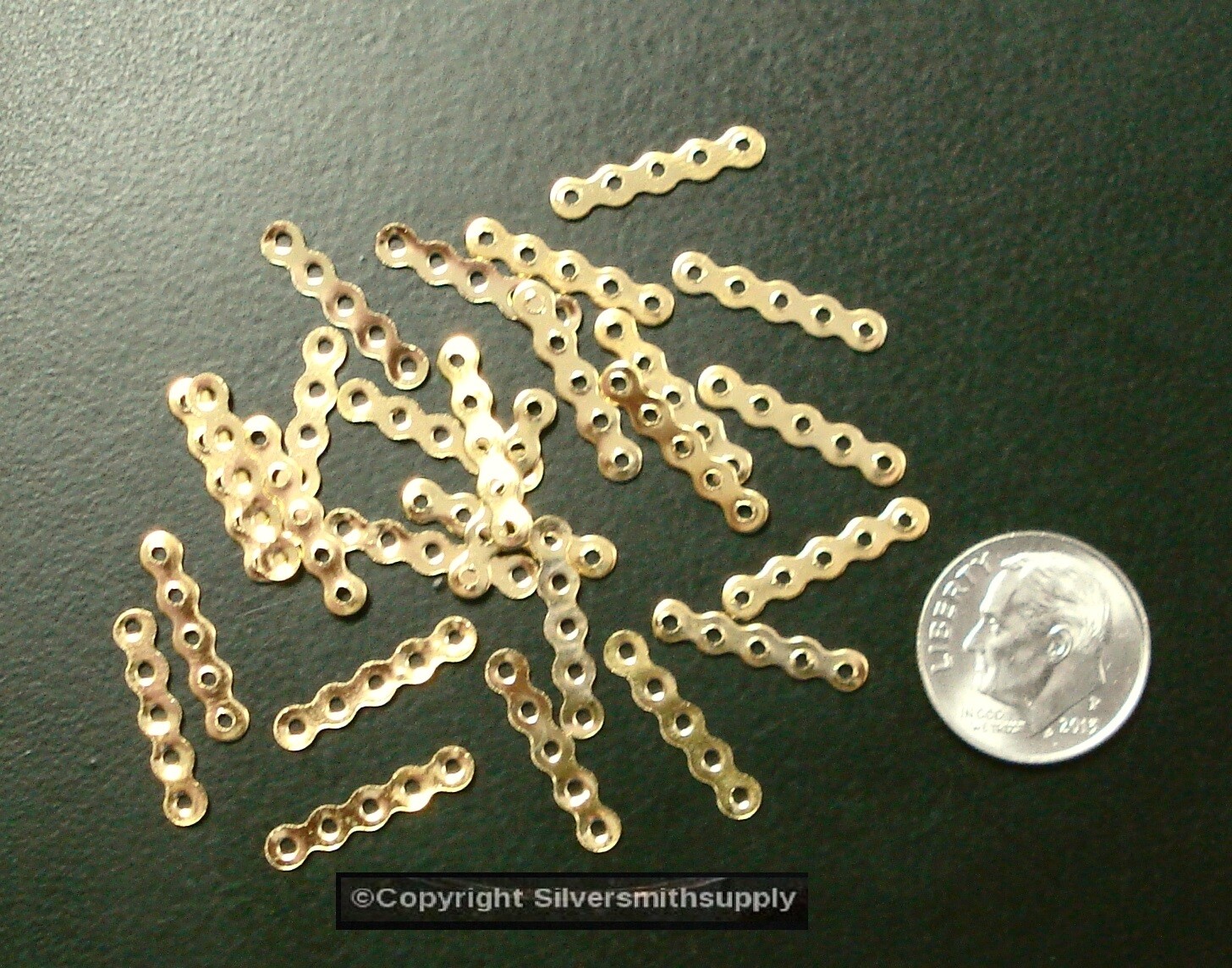 Bracelet spacer bars 5 strand necklaces Gold plt 25pcs Use 4mm beads FPS045