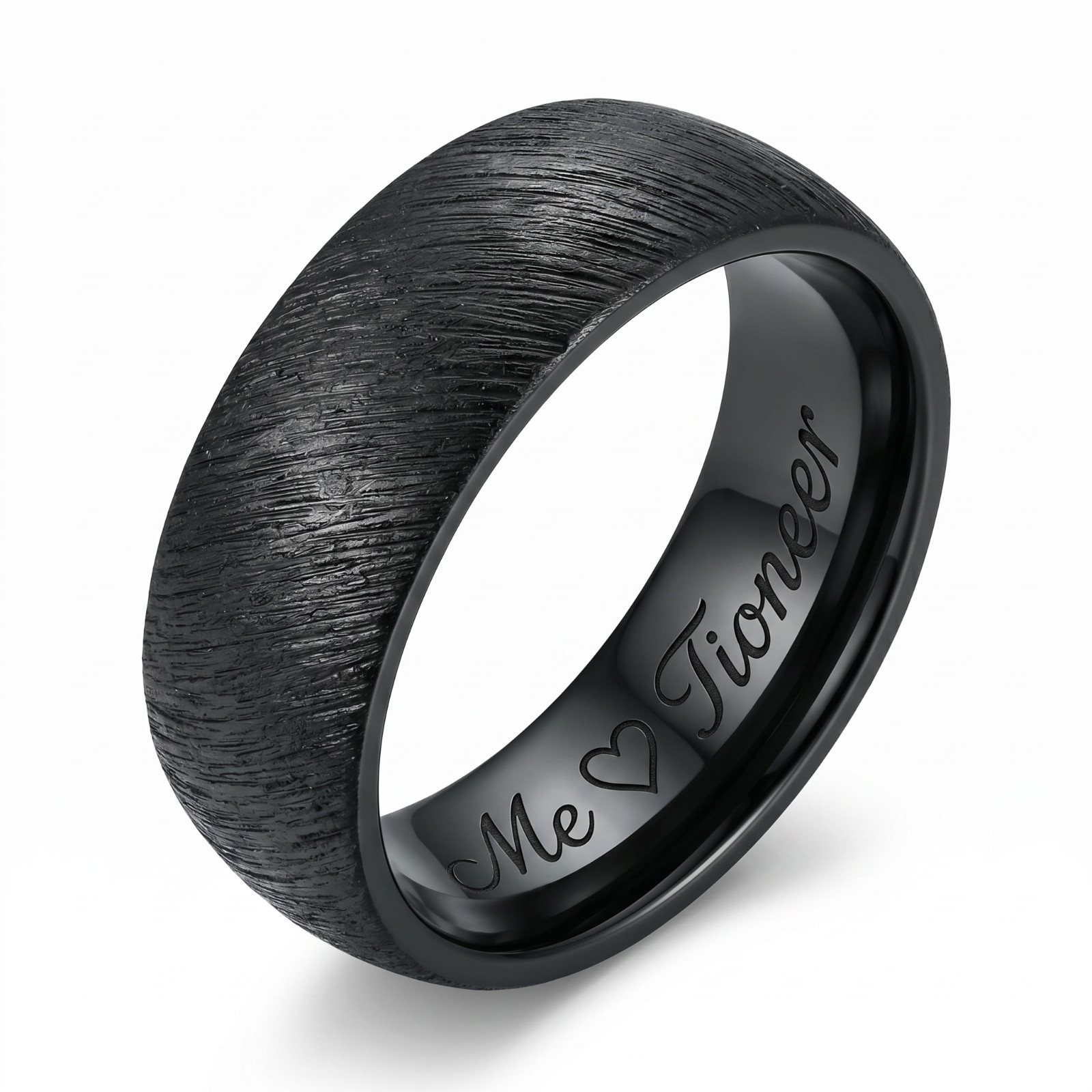 Gold Plated or Black IP Tungsten Ring Brushed Top 8mm Band w Free Engraving